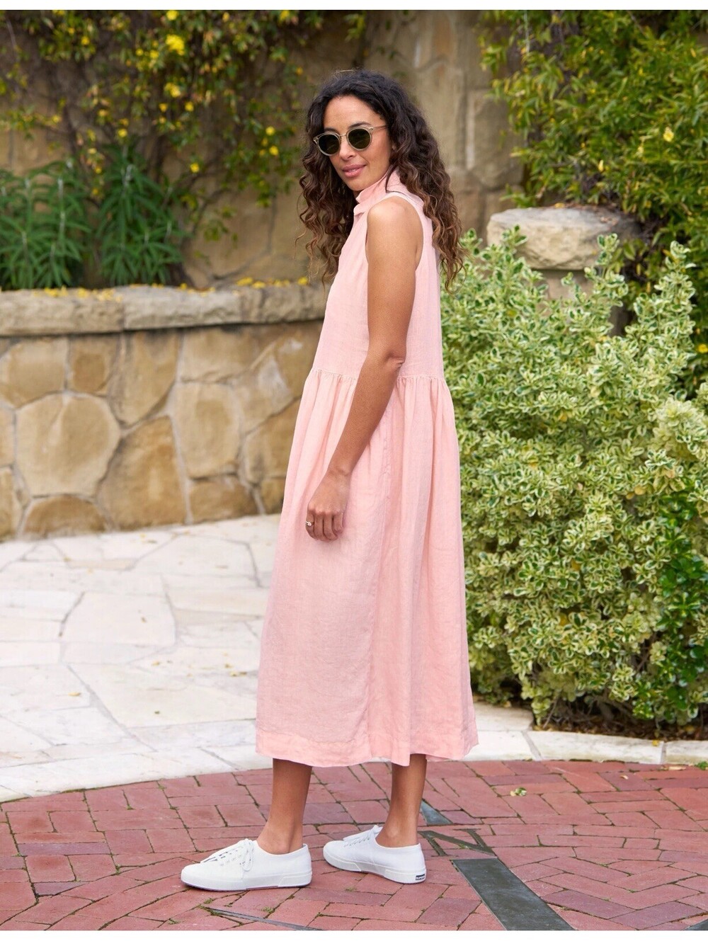 FRANK & EILEEN- Daphne Sleeveless Popover Dress Peach - Picture 2 of 9